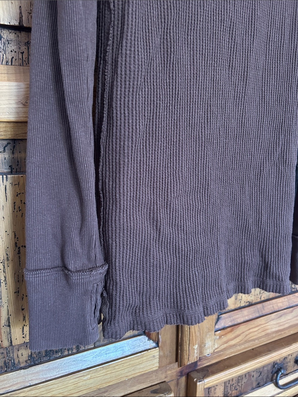 Free People Care Honey B Crewneck Thermal Brown Waffle Knit - Picture 10 of 13